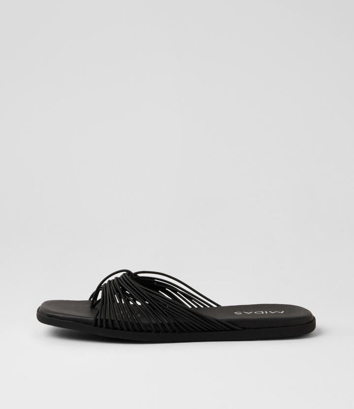 Image of Sandals. Product name - Narius Black Elastic Sandals in Black colour by brand - MIDAS