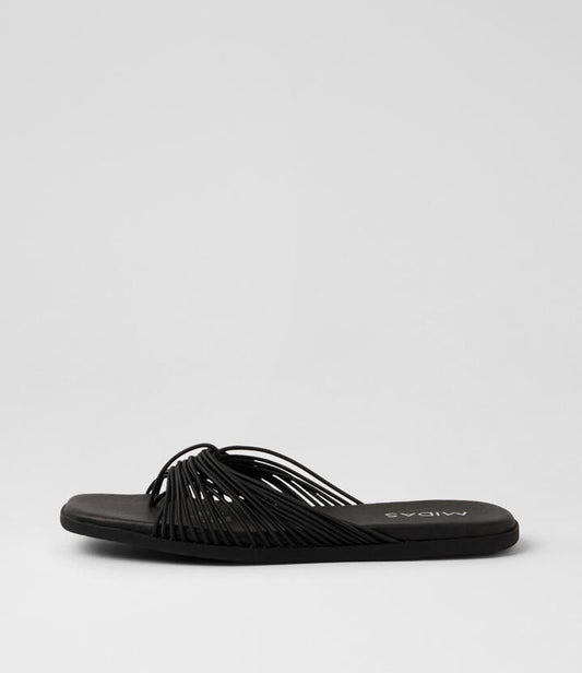 Image of Sandals. Product name - Narius Black Elastic Sandals in Black colour by brand - MIDAS