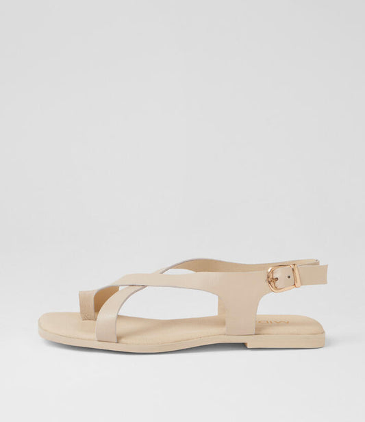 Image of Sandals. Product name - Ferria Milk Leather Thongs in Milk colour by brand - MIDAS