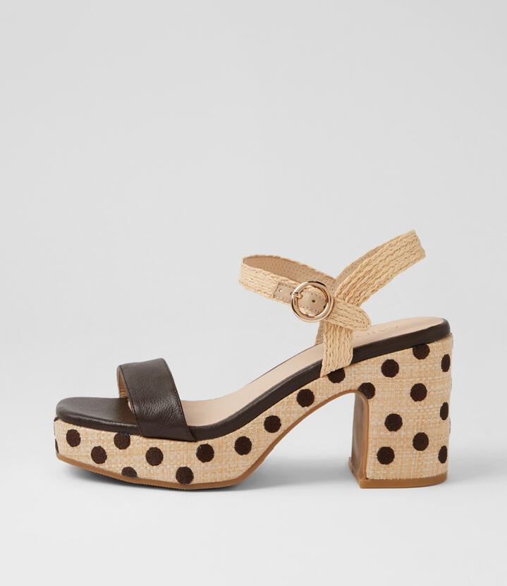 Image of Heels. Product name - Maralou Choc Natural Multi Platform Sandals in Choc-Natural colour by brand - MIDAS