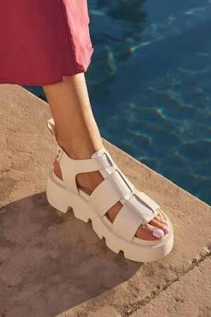 Image of Sandals. Product name - Kailan Bone Fisherman Platform Sandal in Oat colour by brand - Los Cabos