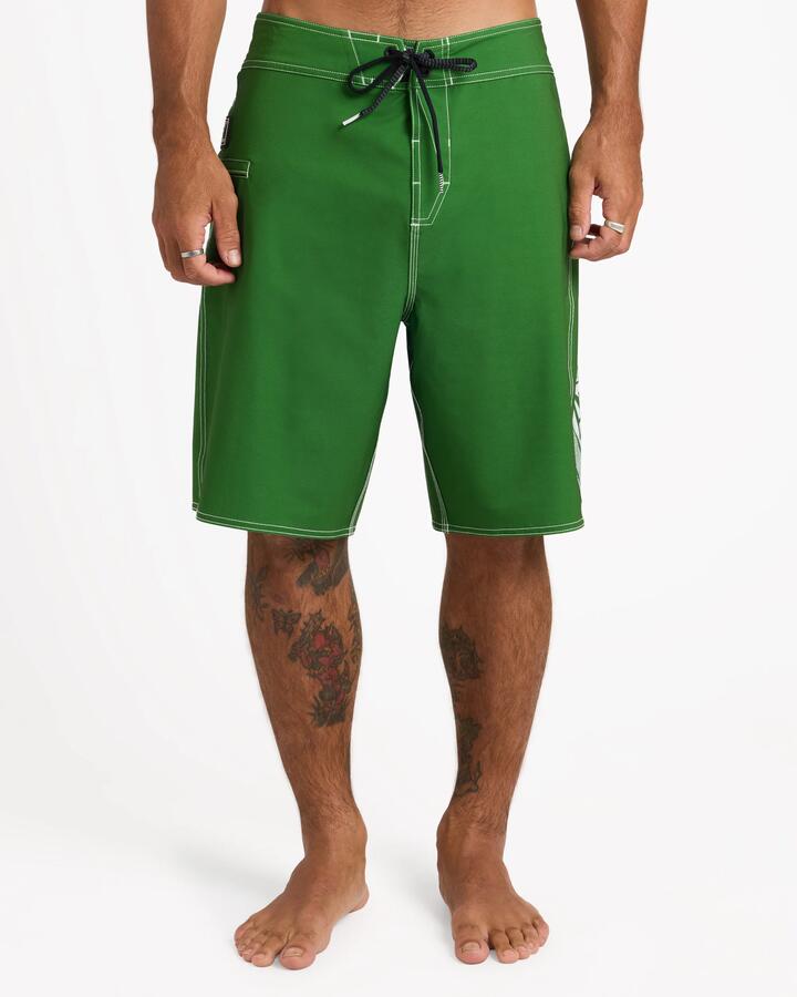 Image of Swimwear. Product name - Volcom Mens Reaper Stone Mod 21" Boardshorts Dark Kelly in Dark Kelly colour by brand - Volcom