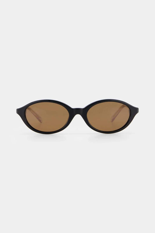 Image of Sunglasses. Product name - Mirabel Black Narrow Oval Sunglasses in Black colour by brand - Isle of Eden