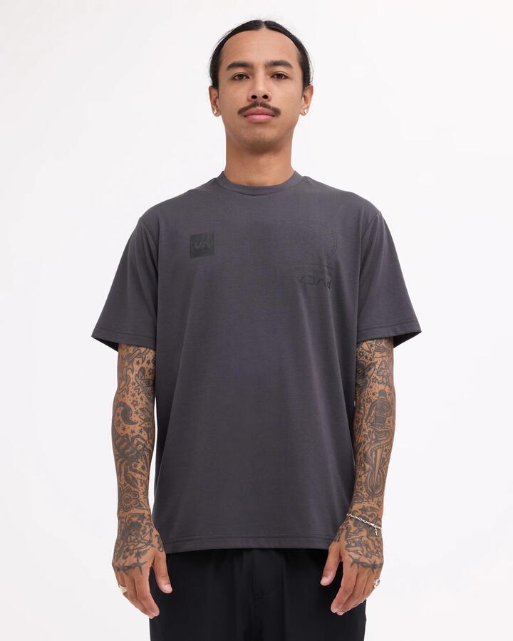 Image of T-Shirts. Product name - RVCA Mens Va Mark T-Shirt Graphite in Graphite colour by brand - RVCA