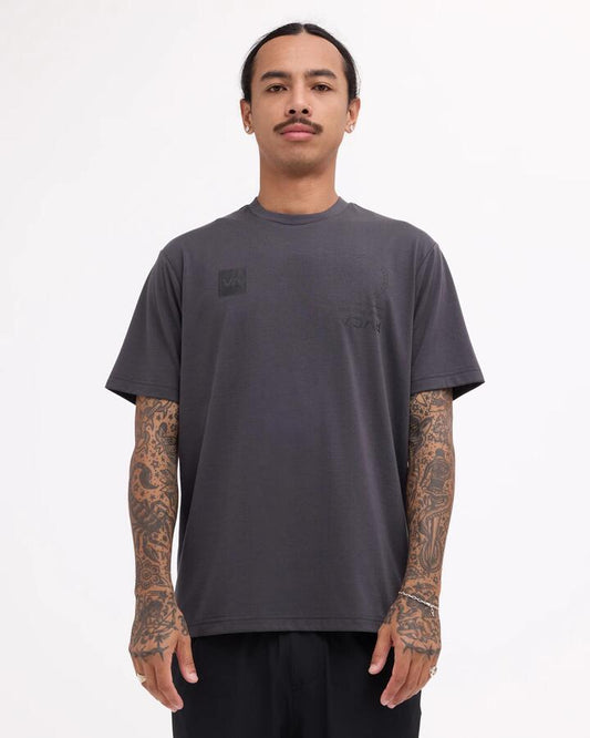 Image of T-Shirts. Product name - RVCA Mens Va Mark T-Shirt Graphite in Graphite colour by brand - RVCA