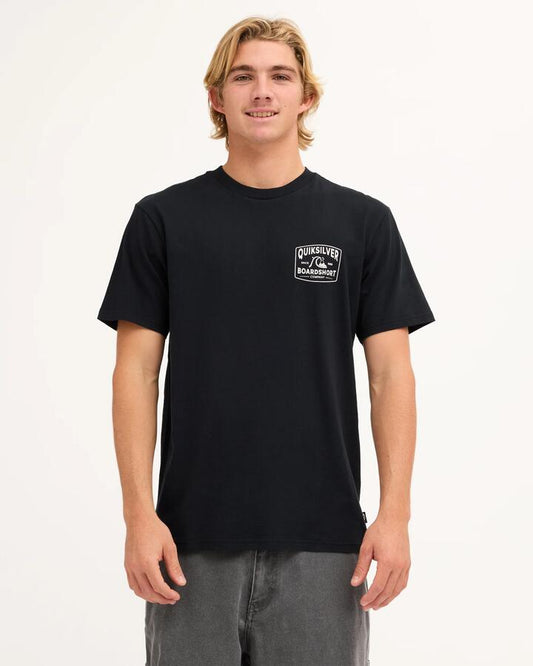 Image of T-Shirts. Product name - Quiksilver Mens Og Boxed T-Shirt Black in Black colour by brand - Quiksilver