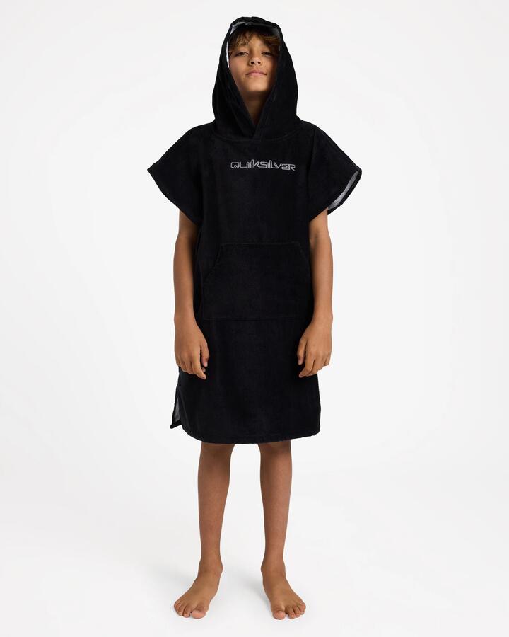Image of Towels. Product name - Quiksilver Boys 8-16 Core Hooded Towel Jet Black in Jet Black colour by brand - Quiksilver