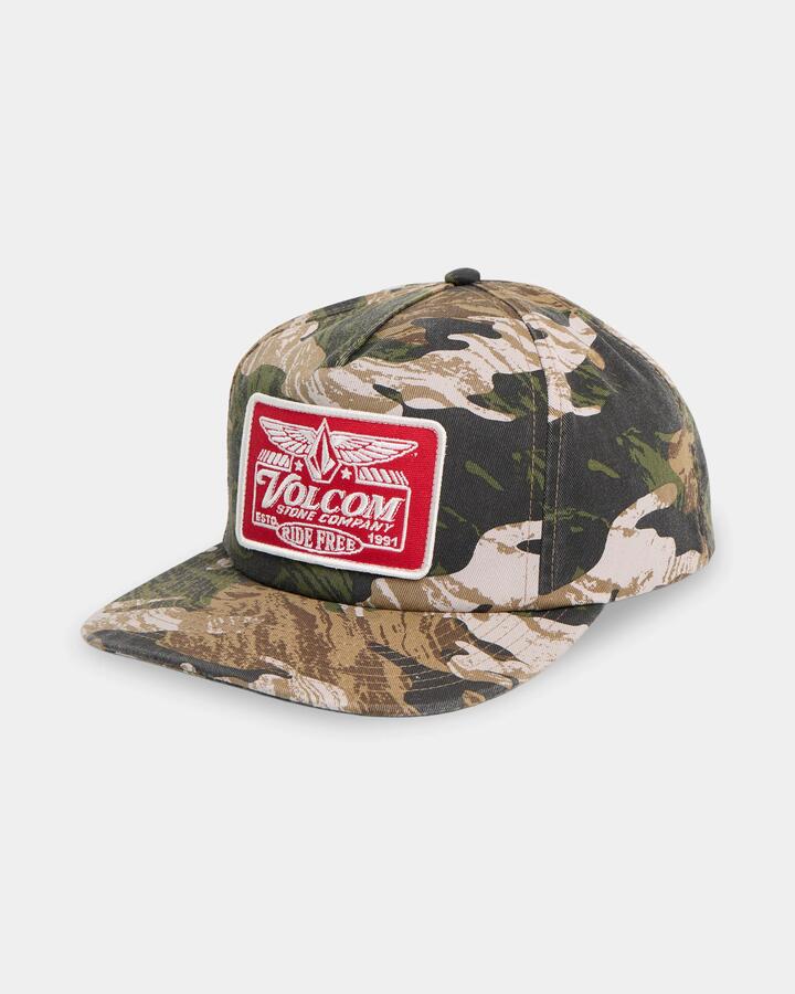 Image of Hats. Product name - Volcom Mens Ride Free 5 Panel Cap Camo in Camo colour by brand - Volcom
