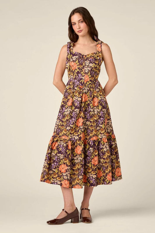 Image of Dresses. Product name - Adelaide Floral Prairie Dress in Plum colour by brand - Princess Highway