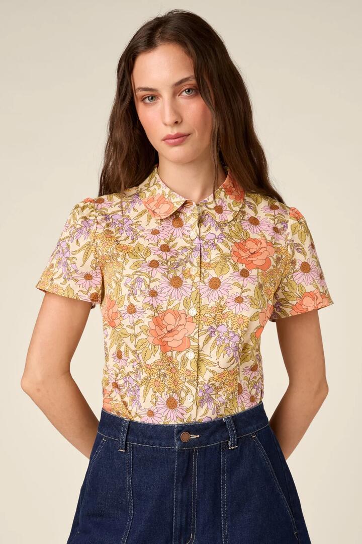 Image of Blouses. Product name - Adelaide Floral Blouse in Cream colour by brand - Princess Highway