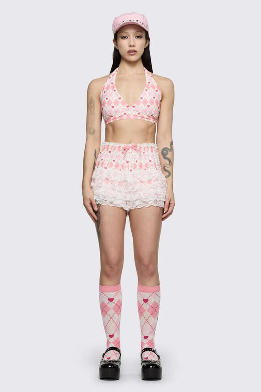 Image of Swimwear. Product name - Broken Rollercoaster Bikini Bloomer in Pink/Cream colour by brand - Dangerfield