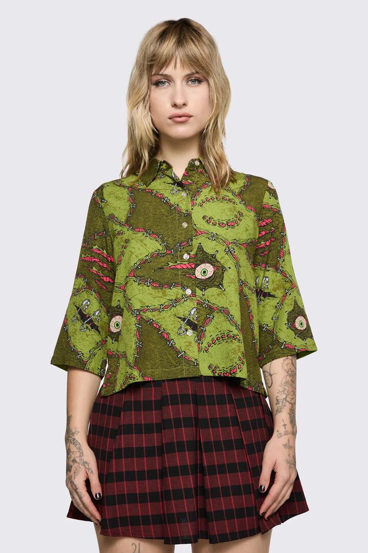 Image of Blouses. Product name - Decay Blouse in Olive colour by brand - Black Friday