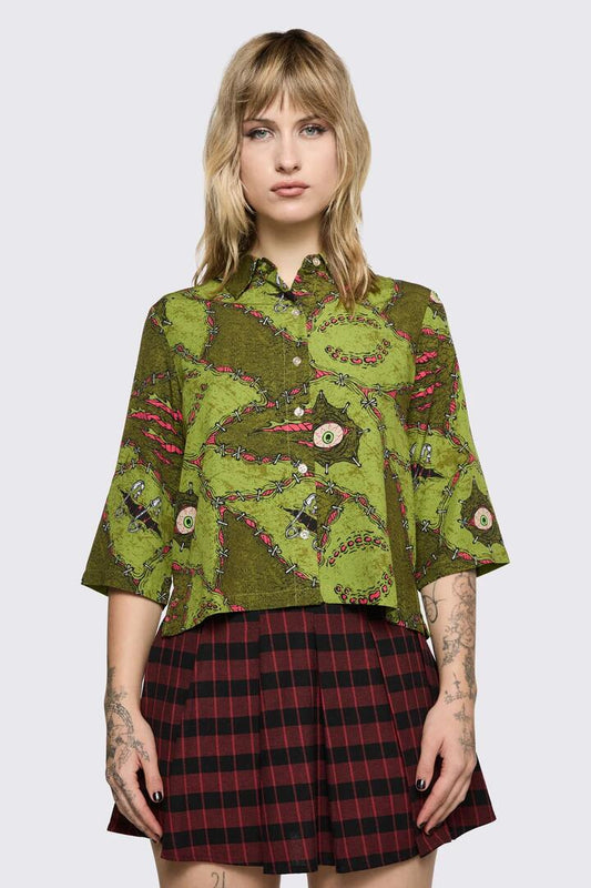 Image of Blouses. Product name - Decay Blouse in Olive colour by brand - Black Friday