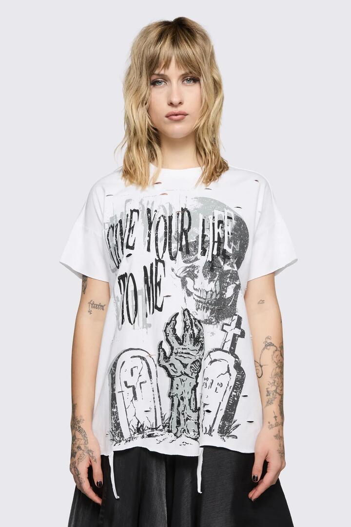 Image of T-Shirts. Product name - Decay Tee in White colour by brand - Black Friday