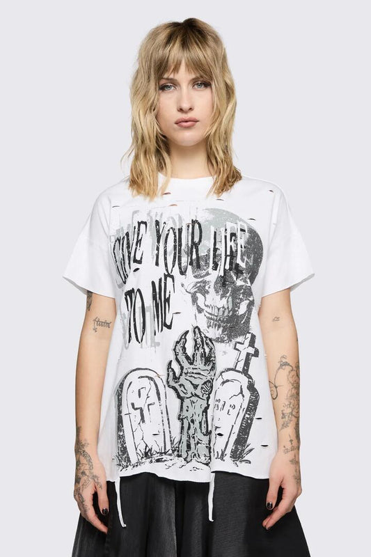 Image of T-Shirts. Product name - Decay Tee in White colour by brand - Black Friday