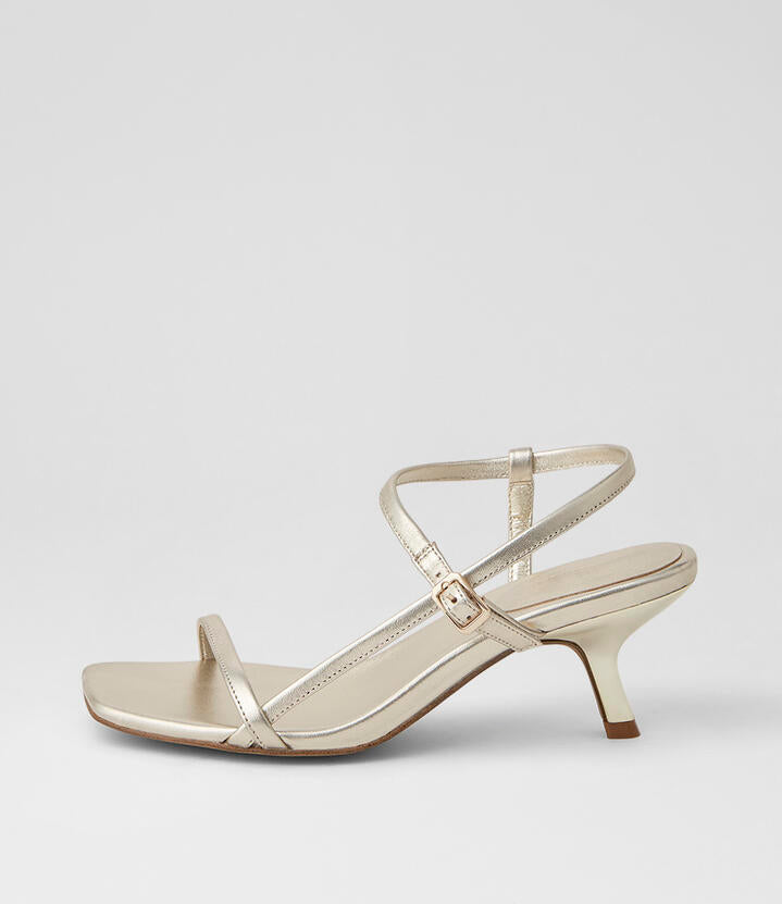Image of Sandals. Product name - Heressa Gold Leather Sandals in Gold colour by brand - MOLLINI