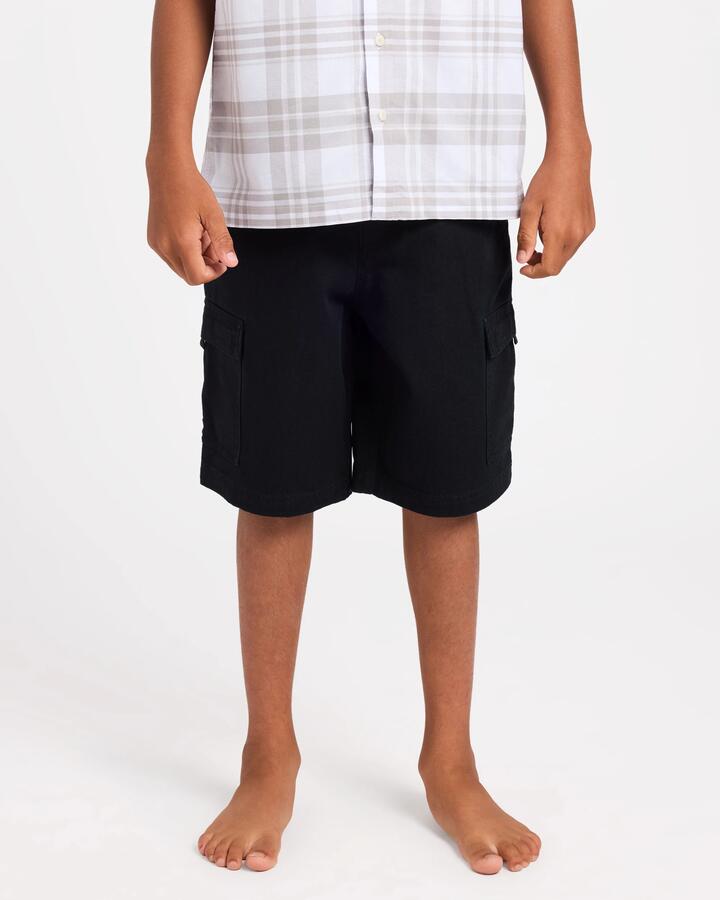 Image of a model wearing Shorts. Product name - Quiksilver Boys 8-16 04S Walkshorts Black in Black colour by brand - Quiksilver
