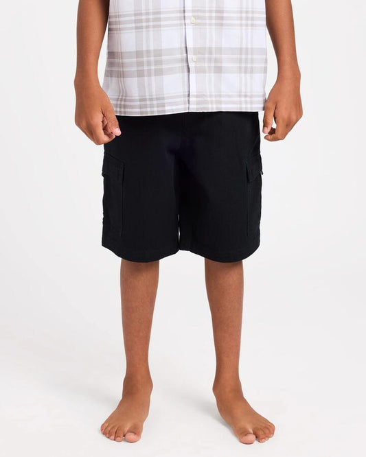 Image of a model wearing Shorts. Product name - Quiksilver Boys 8-16 04S Walkshorts Black in Black colour by brand - Quiksilver