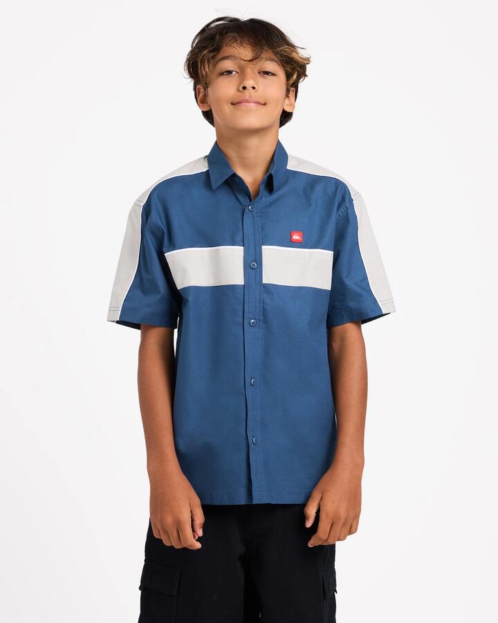 Image of Shirts. Product name - Quiksilver Boys 8-16 Genetic Short Sleeve Shirt Dark Denim in Dark Denim colour by brand - Quiksilver