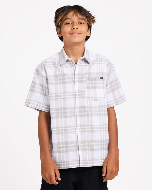 Image of Shirts. Product name - Quiksilver Boys 8-16 Campaign Short Sleeve Shirt Gray Violet in Gray Violet colour by brand - Quiksilver