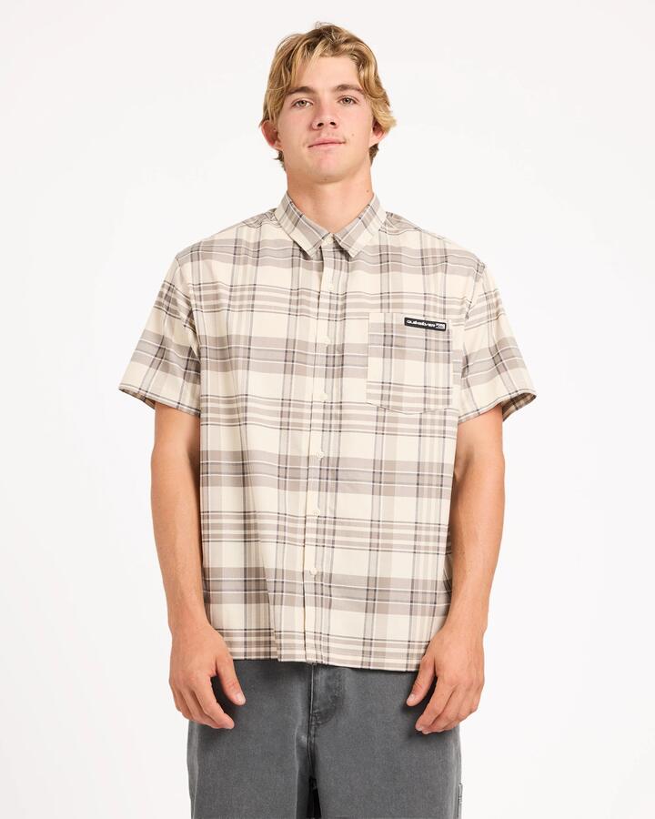 Image of Shirts. Product name - Quiksilver Mens Campaign Pocket Short Sleeve Shirt Roasted Cashew in Roasted Cashew colour by brand - Quiksilver