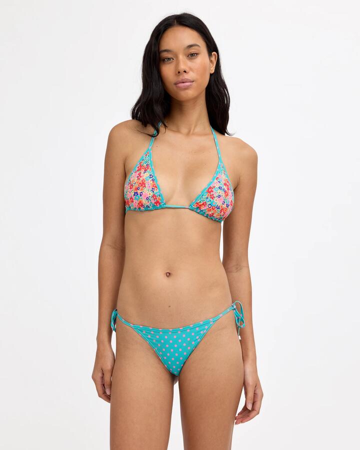 Image of Swimwear. Product name - Billabong Womens Ditsy Pop Reversible Tie Side Hike Bikini Bottom Tropical Teal in Tropical Teal colour by brand - Billabong