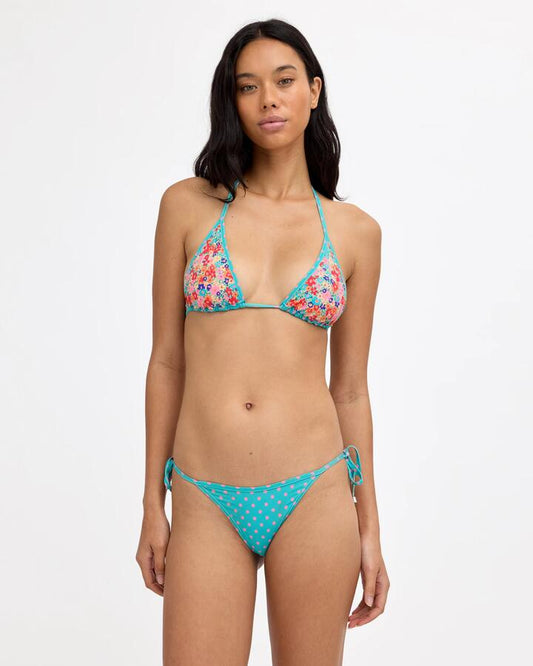 Image of Swimwear. Product name - Billabong Womens Ditsy Pop Reversible Tie Side Hike Bikini Bottom Tropical Teal in Tropical Teal colour by brand - Billabong
