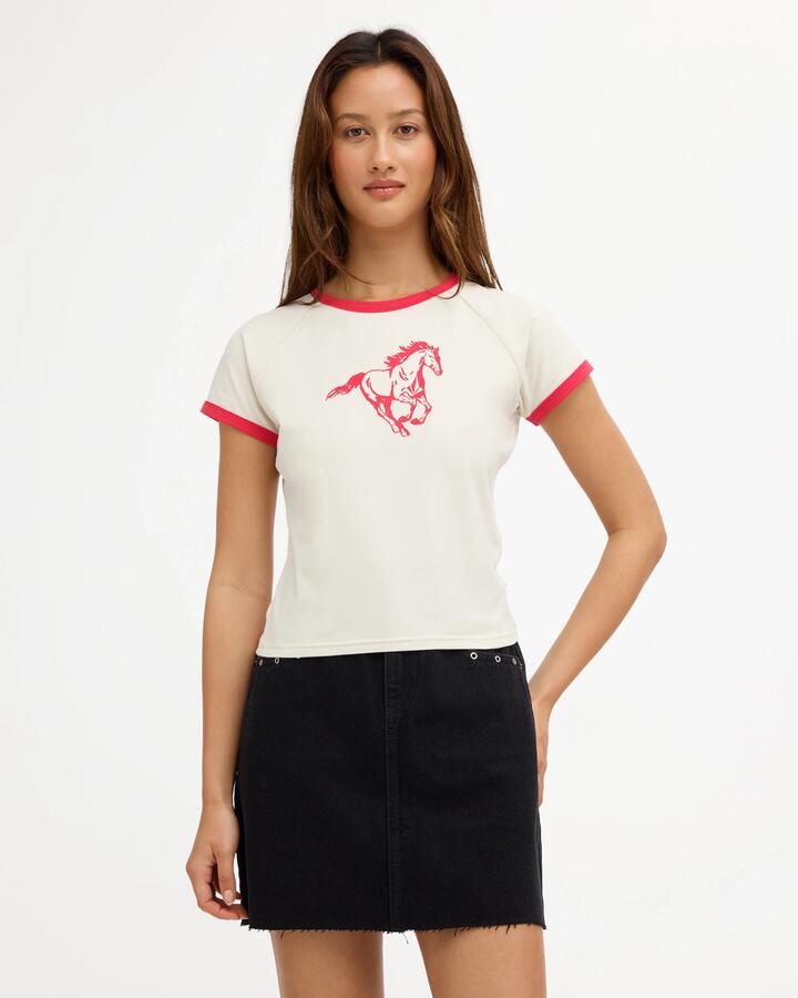 Image of T-Shirts. Product name - Volcom Womens Horsin T-Shirt Off White in Off White colour by brand - Volcom