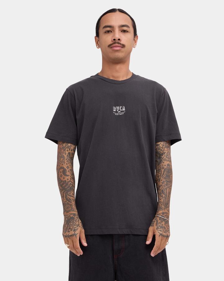 Image of T-Shirts. Product name - RVCA Mens Hustle T-Shirt Black in Black colour by brand - RVCA