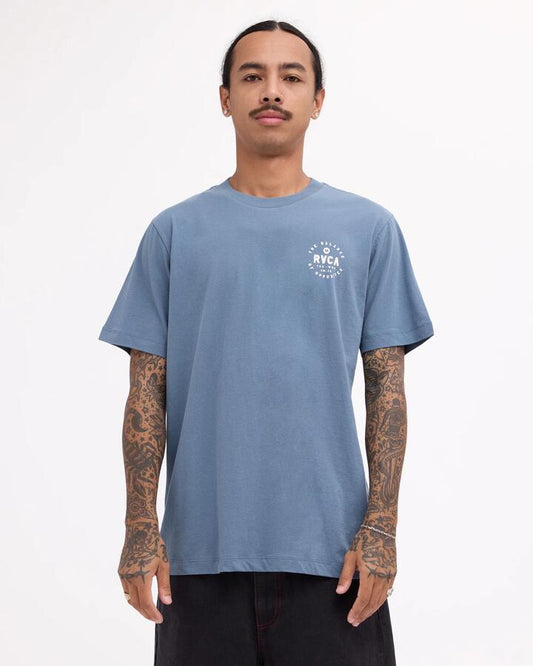 Image of T-Shirts. Product name - RVCA Mens Reach T-Shirt Blue Dust in Blue Dust colour by brand - RVCA