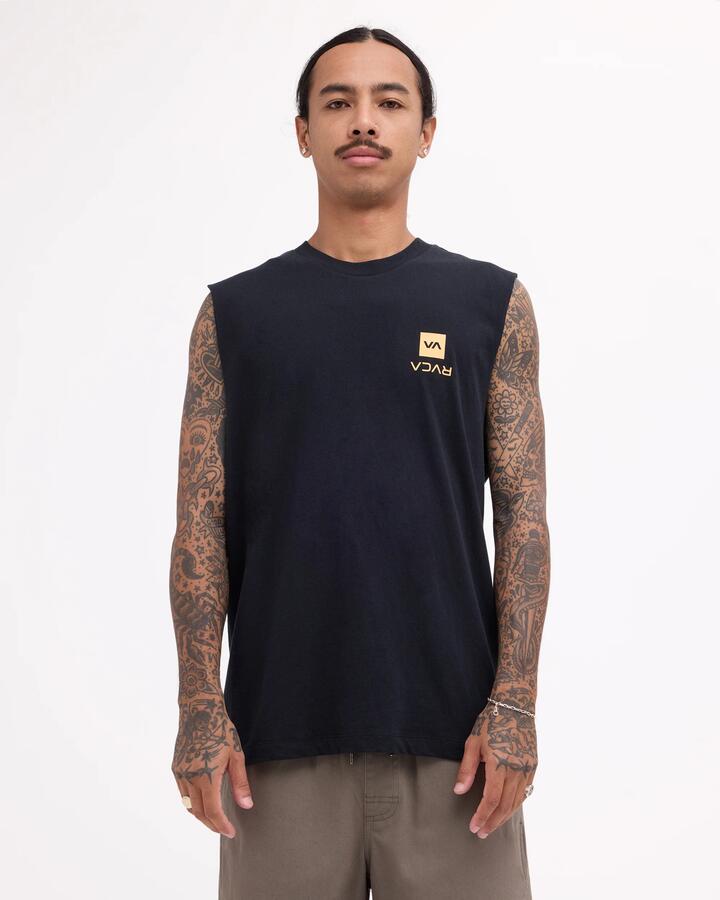 Image of T-Shirts. Product name - RVCA Mens Up State Muscle T-Shirt Black in Black colour by brand - RVCA
