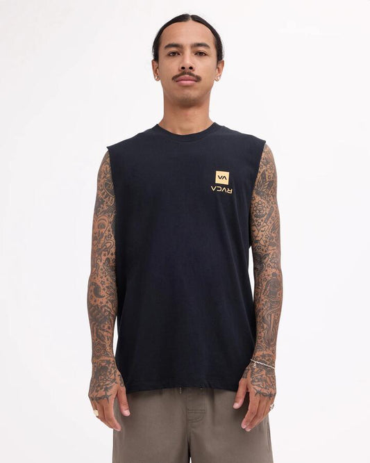 Image of T-Shirts. Product name - RVCA Mens Up State Muscle T-Shirt Black in Black colour by brand - RVCA