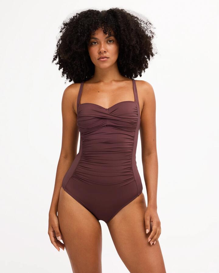 Image of Swimwear. Product name - Billabong Womens Sol Searcher Wrap One Piece Swimsuit Teak in Teak colour by brand - Billabong