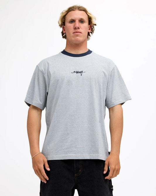 Image of T-Shirts. Product name - Billabong Mens Absense Stripe T-Shirt Fog Gray in Fog Gray colour by brand - Billabong