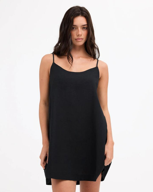 Image of Dresses. Product name - Billabong Womens Summer Solstice Mini Dress Black in Black colour by brand - Billabong