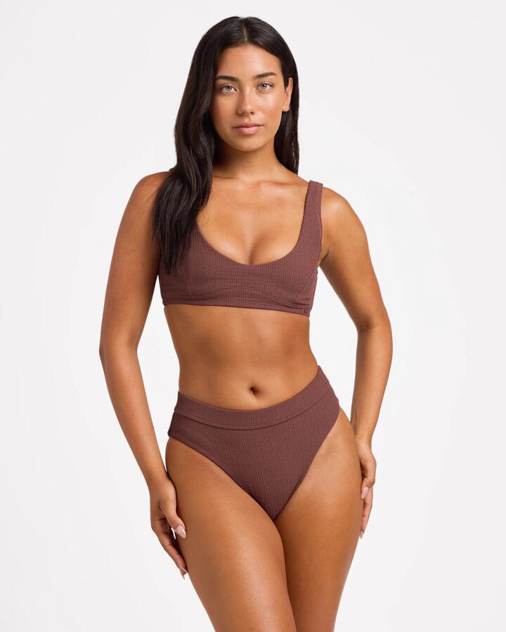 Image of Swimwear. Product name - Roxy Womens Roxy Love Bikini Mid Wasit High Leg Bikini Bottom Java in Java colour by brand - Roxy
