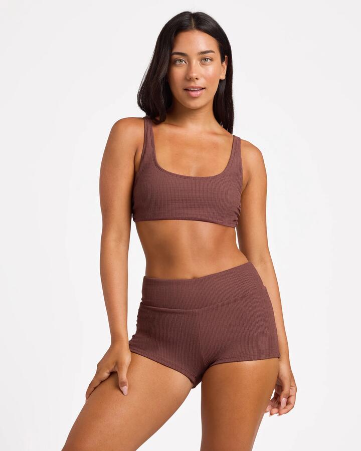 Image of Swimwear. Product name - Roxy Womens Roxy Love Boyleg Bikini Bottom Java in Java colour by brand - Roxy