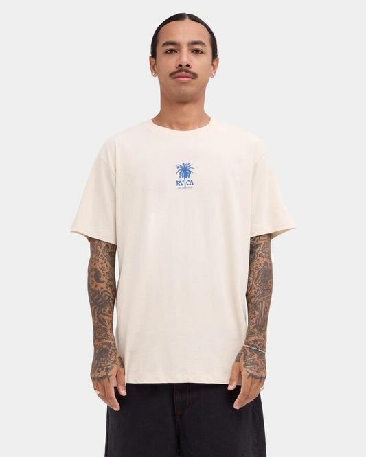 Image of T-Shirts. Product name - RVCA Mens Radio Palms T-Shirt Unbleached in Unbleached colour by brand - RVCA