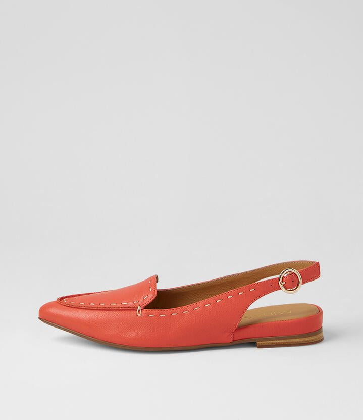 Image of Flats. Product name - Yuna Burnt Orange Leather Flat Shoes in Burnt Orange colour by brand - MIDAS