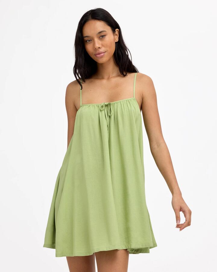 Image of Dresses. Product name - Billabong Womens Beach Song Mini Dress Willow in Willow colour by brand - Billabong