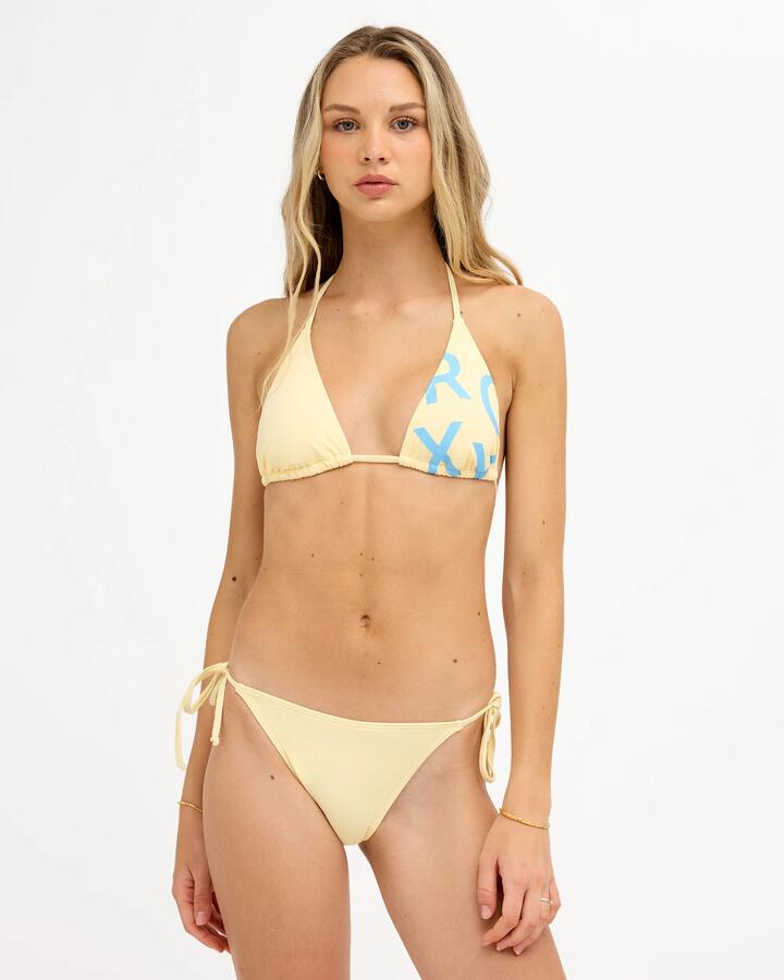 Image of Swimwear. Product name - Roxy Womens Corpo Tiki Tri Bikini Top Lemon Drop in Lemon Drop colour by brand - Roxy