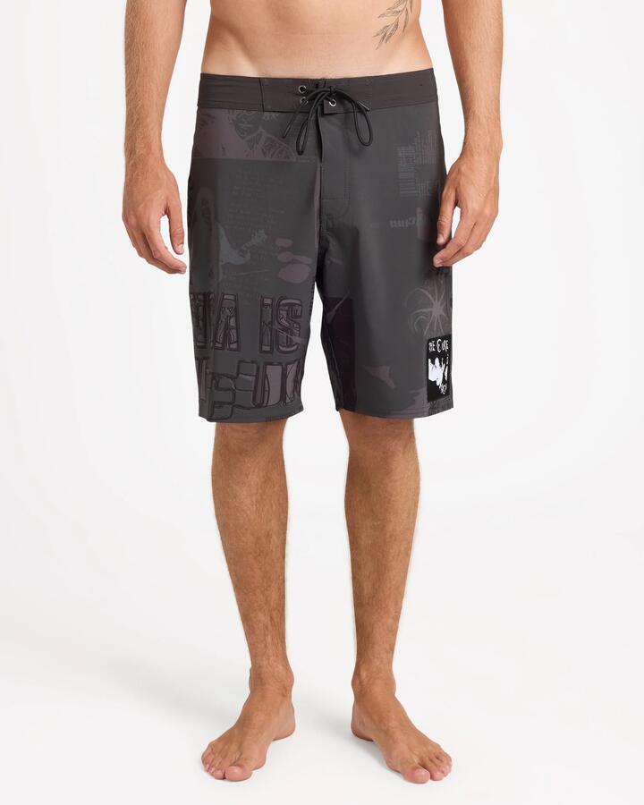 Image of Swimwear. Product name - RVCA Mens The Cure 18" Boardshorts Black in Black colour by brand - RVCA