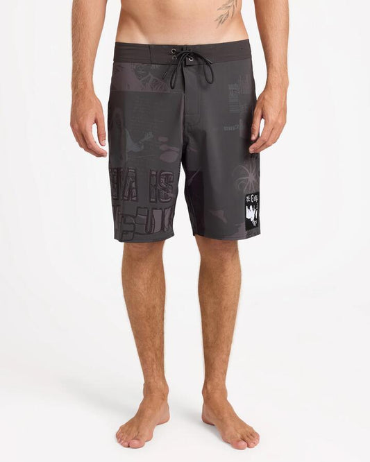 Image of Swimwear. Product name - RVCA Mens The Cure 18" Boardshorts Black in Black colour by brand - RVCA