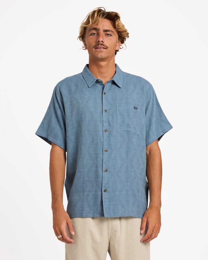 Image of Shirts. Product name - Billabong Mens Sundays Jacquard Shirt China Blue in China Blue colour by brand - Billabong
