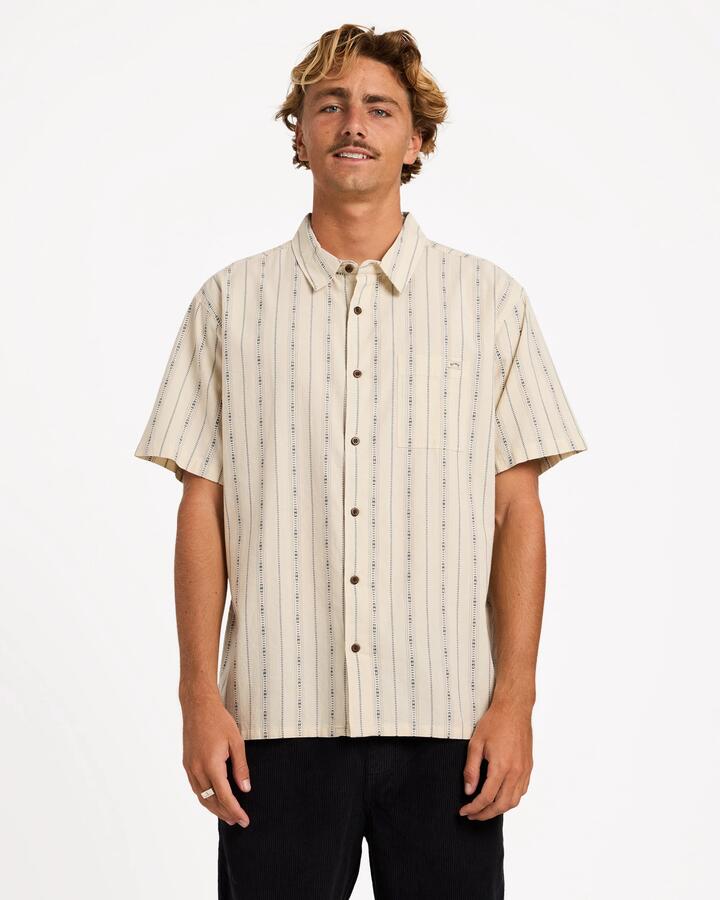 Image of Shirts. Product name - Billabong Mens Sundays Jacquard Shirt Khaki in Khaki colour by brand - Billabong