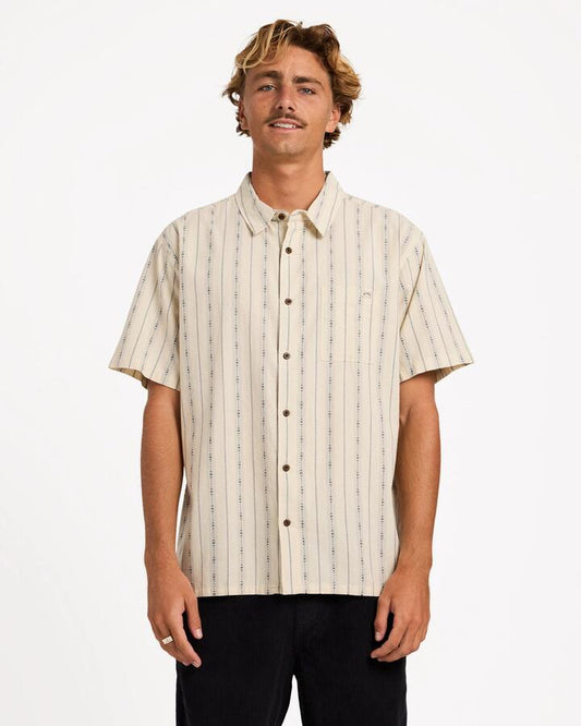 Image of Shirts. Product name - Billabong Mens Sundays Jacquard Shirt Khaki in Khaki colour by brand - Billabong