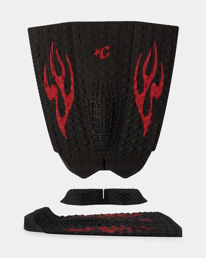 Image of Accessories. Product name - Creatures Of Leisure Pronto 1.5 Pin Tail Griffin Colapinto Surf Traction Pad Black Red Flames in Black Red Flames colour by brand - Creatures Of Leisure