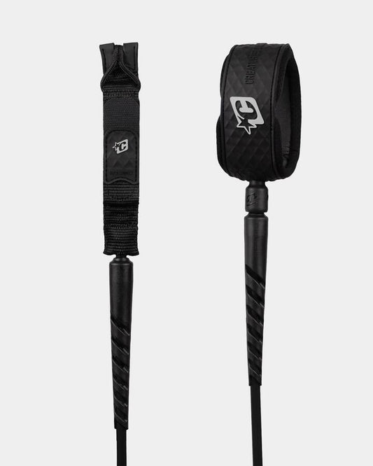 Image of Accessories. Product name - Creatures Of Leisure Reliance Longboard Standard Duty 9Ft Ankle Leash Black Silver in Black Silver colour by brand - Creatures Of Leisure