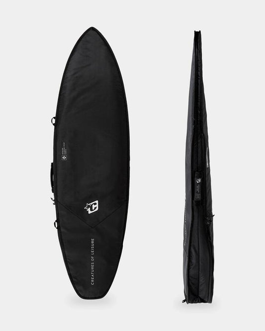 Image of Bags. Product name - Creatures Of Leisure Mens Shortboard Day Use Dt2.0 6'7" Surf Bag Black Silver in Black Silver colour by brand - Creatures Of Leisure