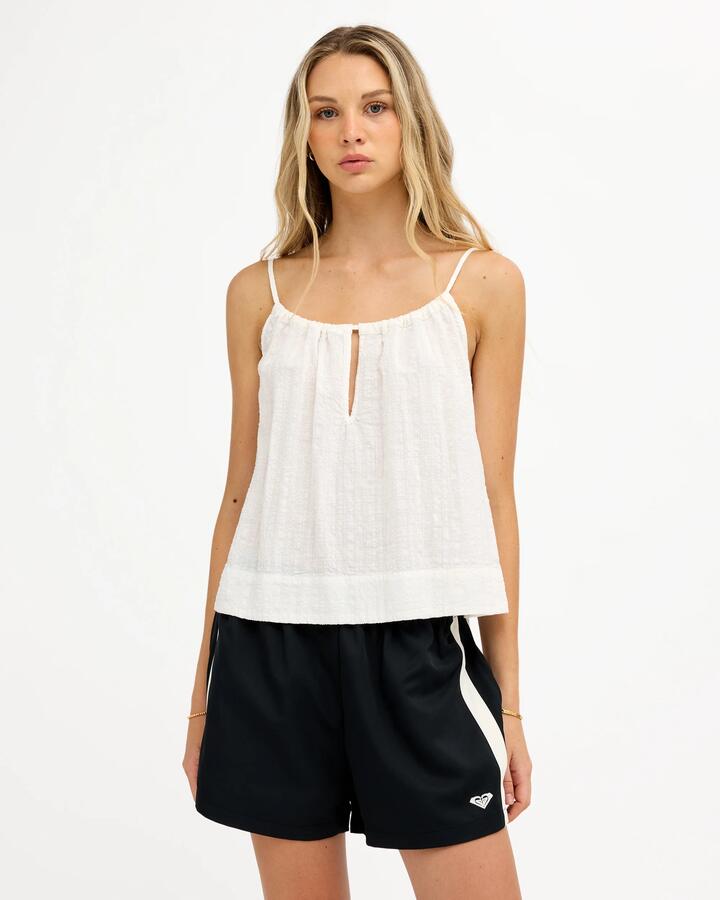 Image of a model wearing Shorts. Product name - Roxy Womens Colt Elastic Waist Shorts Black in Black colour by brand - Roxy